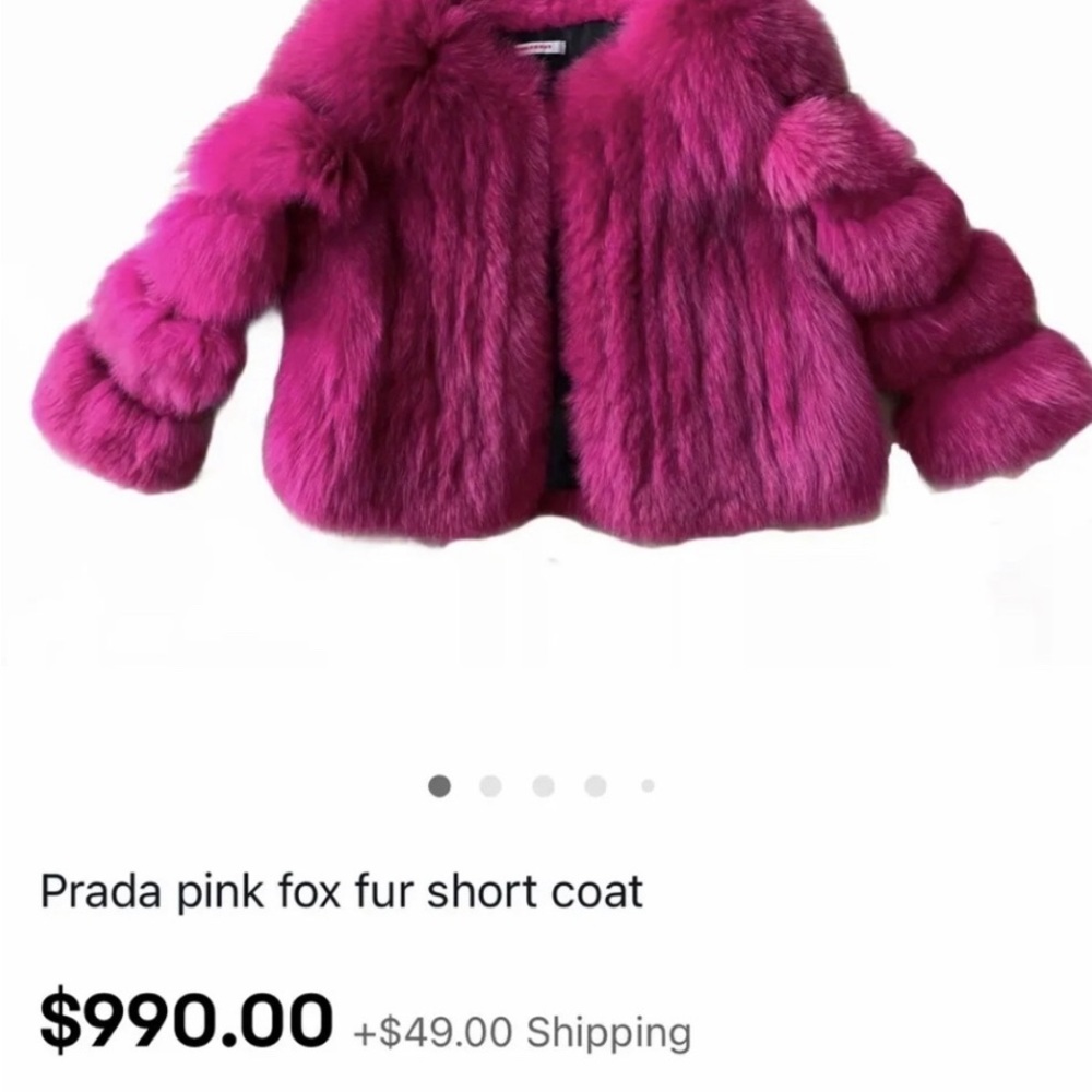 SHERRI BODELL PINK RABBIT FUR JACKET COAT**xs